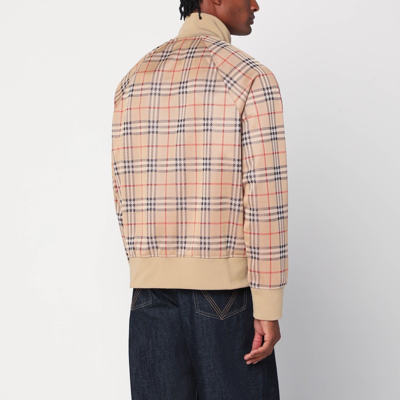 Burberry Beige Sweatshirt With Check Motif In Jacquard In Multi