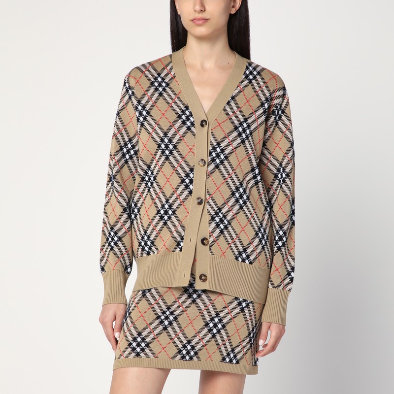 Wool and mohair blend check cardigan
