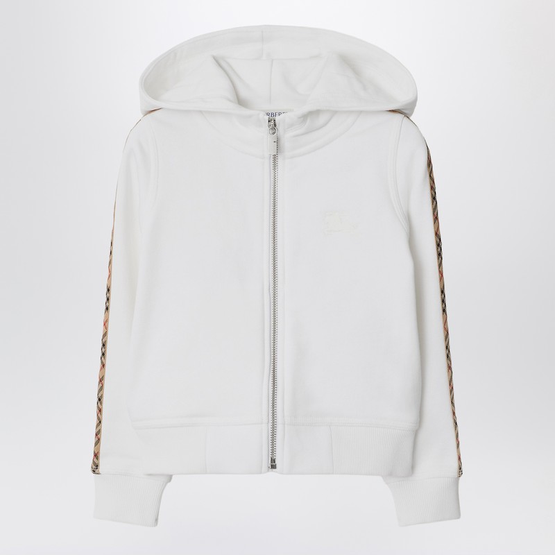 Burberry Kids Hooded Cotton Sweatshirt In White