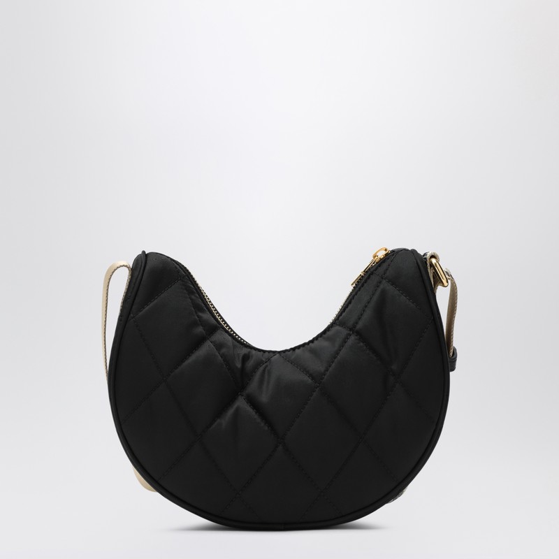 Burberry Curved Quilted Black Handbag With Gold-tone Hardware In Gray