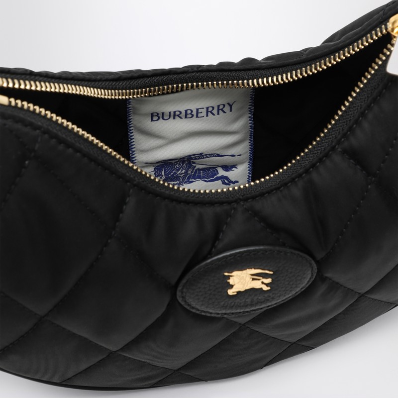 Burberry Curved Quilted Black Handbag With Gold-tone Hardware In Gray
