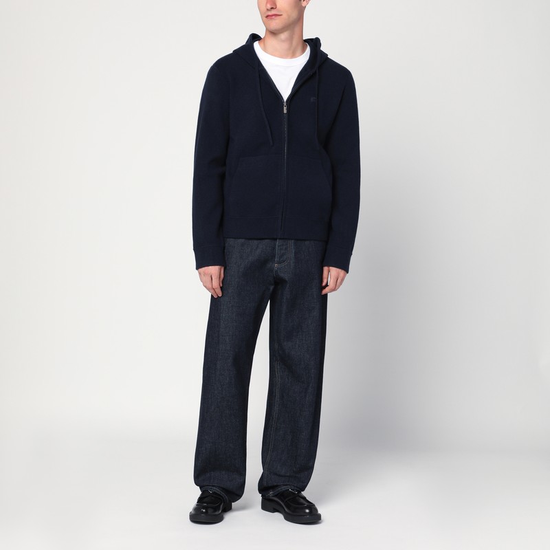 Burberry Navy Blue Zip-up Cardigan In Blue