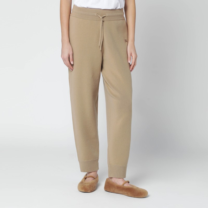 Beige cashmere-blend jogging trousers