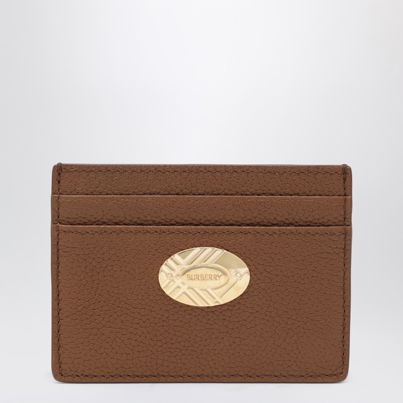 Burberry Cotswolds Textured Leather Compact Card Holder In Brown