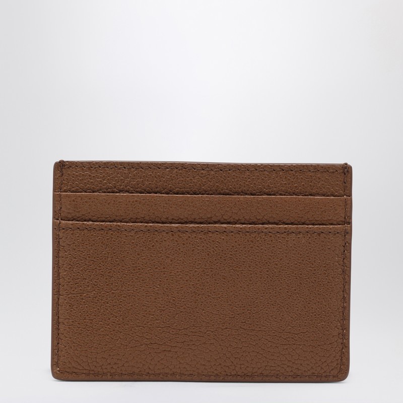 Burberry Cotswolds Textured Leather Compact Card Holder In Brown