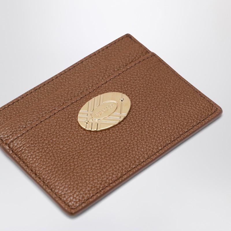 Burberry Cotswolds Textured Leather Compact Card Holder In Brown