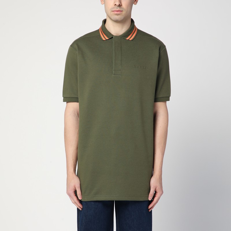 Moss green polo in cotton blend