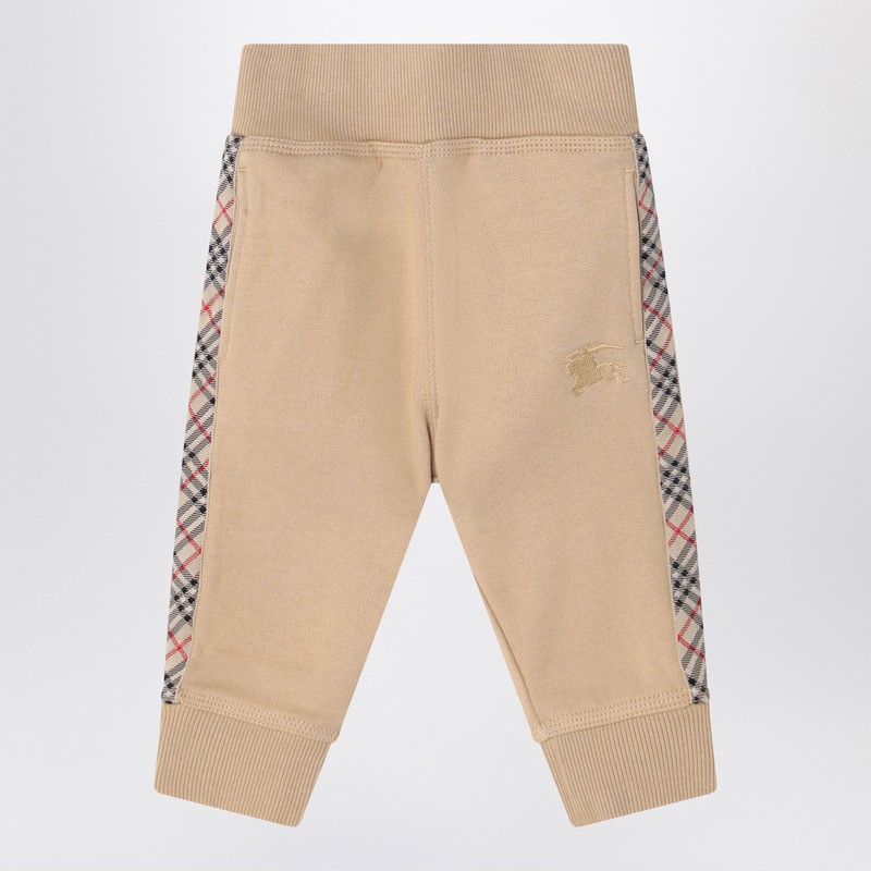 Beige cotton sponge effect pants