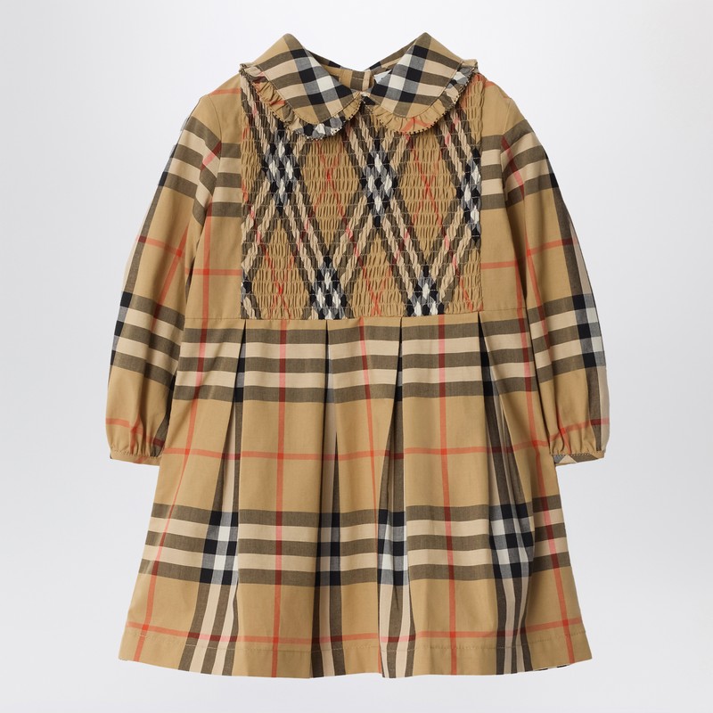 Check-pattern dress in cotton poplin