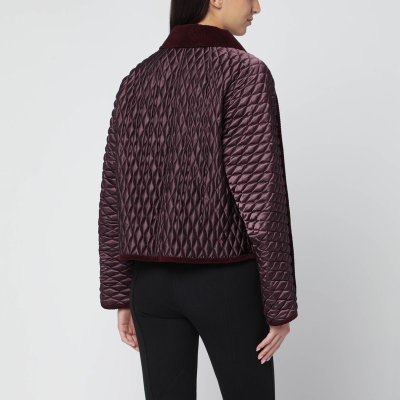 Burberry Mahogany Floriston Cropped Quilted Nylon Jacket In Brown