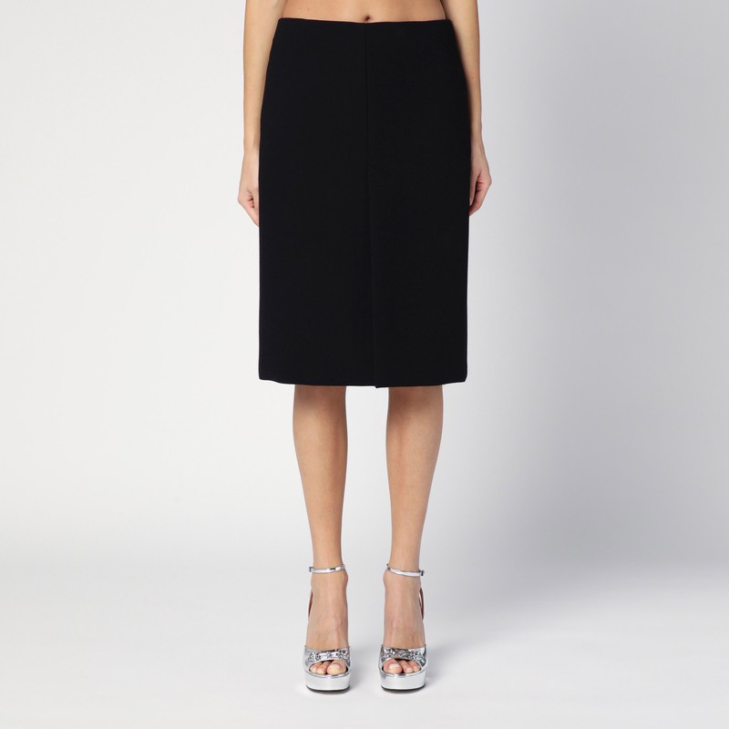 Black wool crêpe skirt