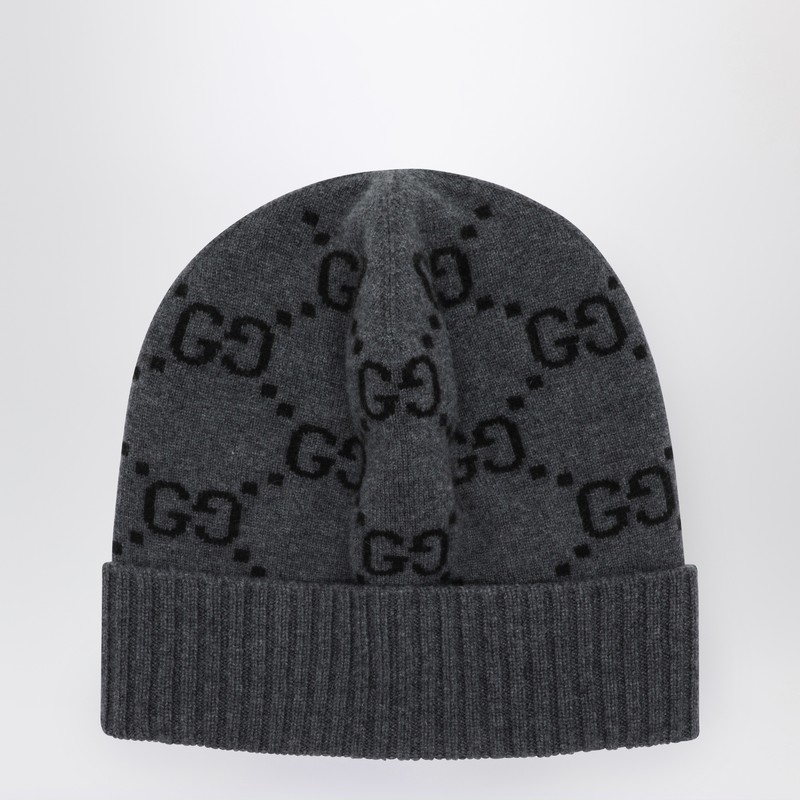 Grey GG cashmere beanie