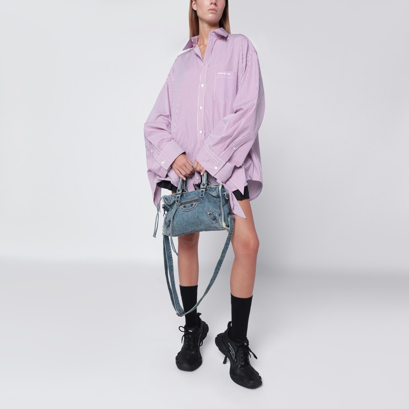 Balenciaga Borsa Le City Piccola In Denim In Blue