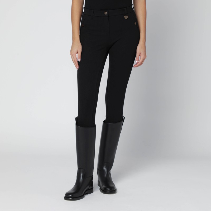 Black slim cotton-stretch Jodhpur trousers