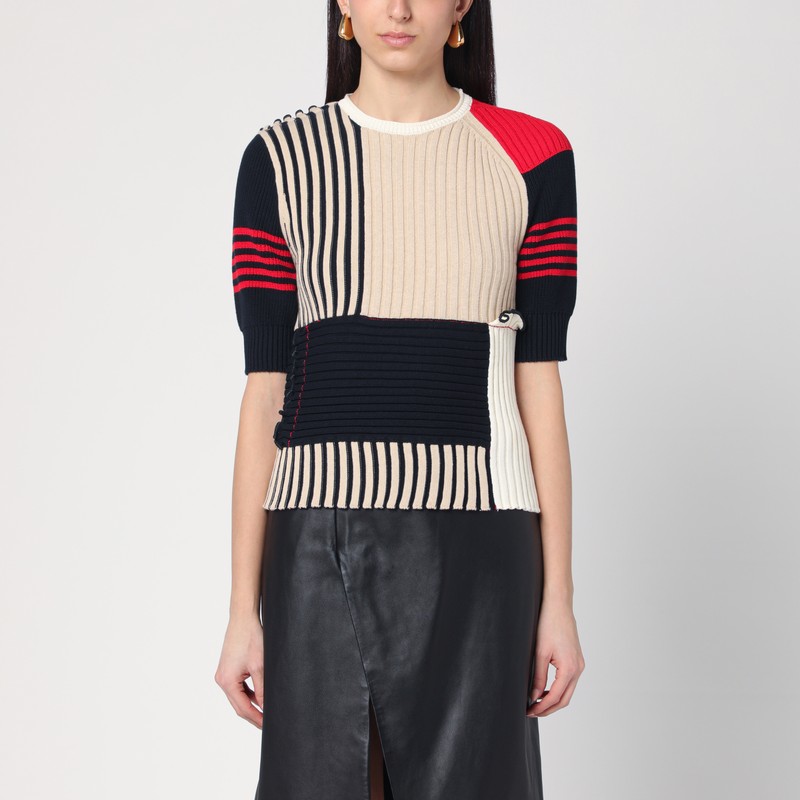 Multicolored striped cotton sweater