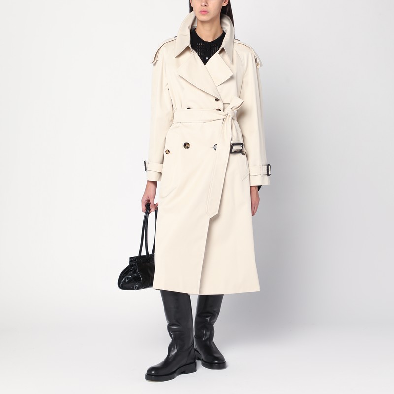 Burberry Light Beige Cotton Fitzrovia Trench Coat In Neutral