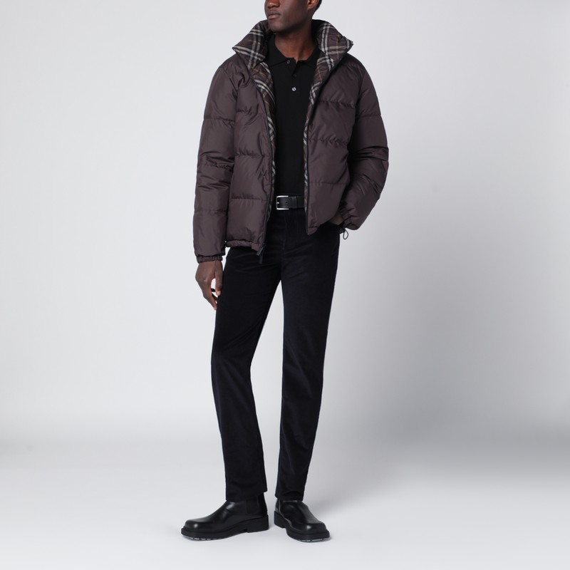 Burberry Brown Reversible Down Jacket With Check Pattern In Brown