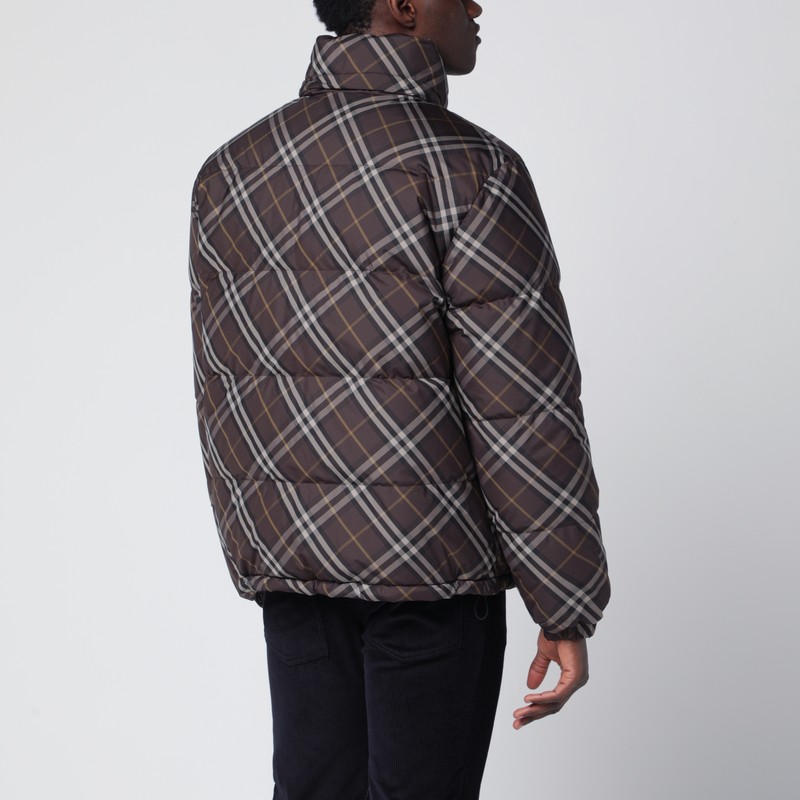 Burberry Brown Reversible Down Jacket With Check Pattern In Brown