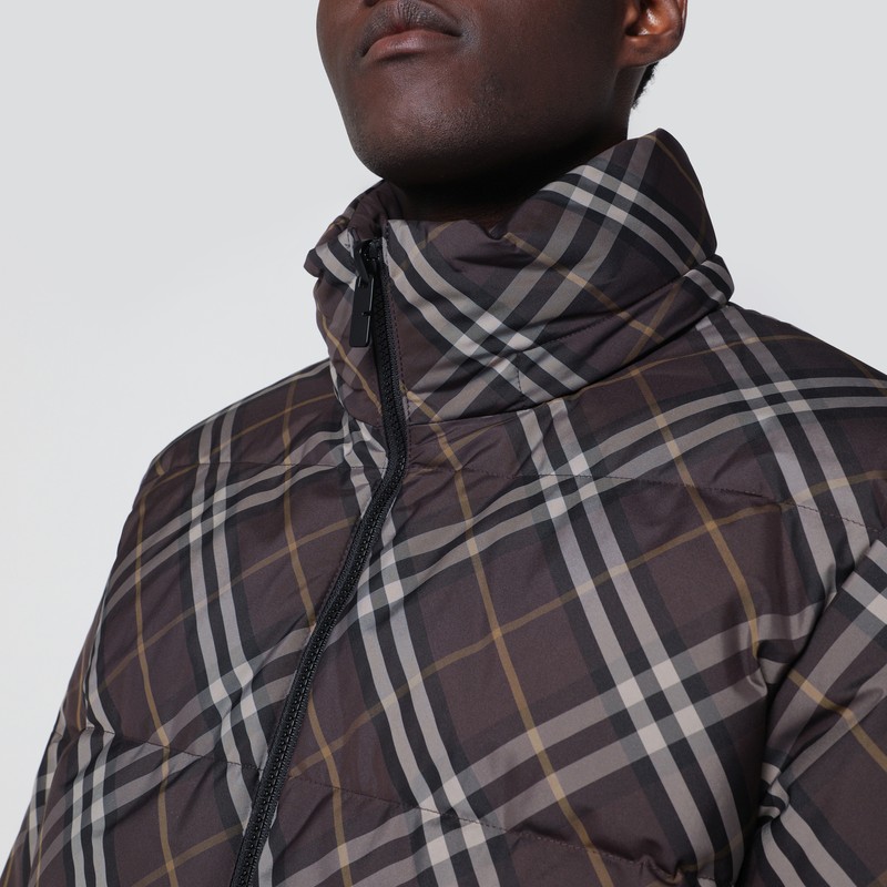 Burberry Brown Reversible Down Jacket With Check Pattern In Brown