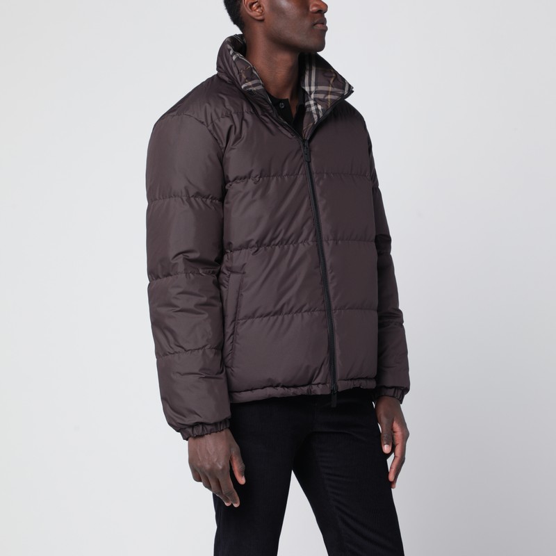 Burberry Brown Reversible Down Jacket With Check Pattern In Brown