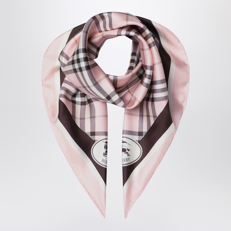Burberry Silk Scarf Check Pink In Pink