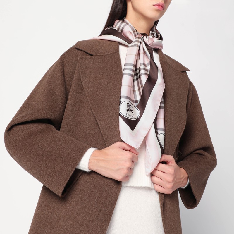 Burberry Silk Scarf Check Pink In Pink