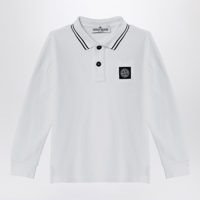 Stone Island Long-sleeved Polo Shirt In White