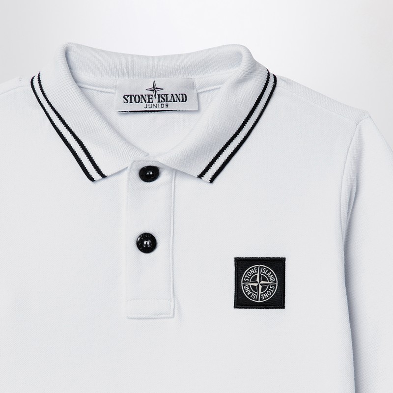 Stone Island Long-sleeved Polo Shirt In White