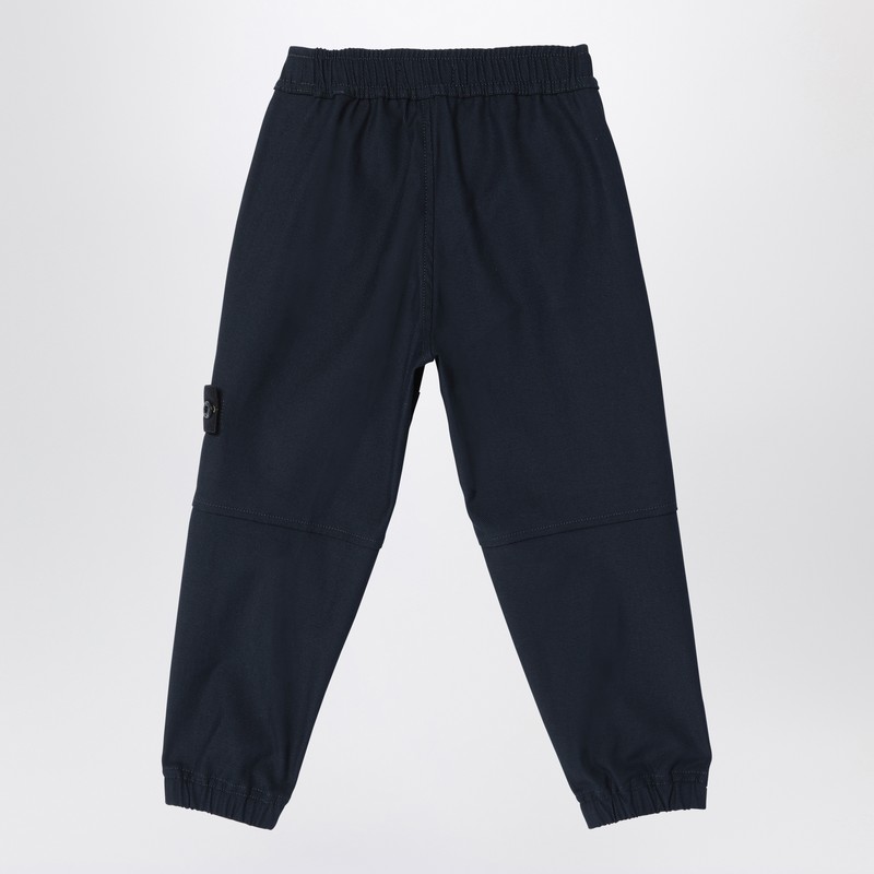 Stone Island Navy Blue Cotton Blend Trousers In Blue
