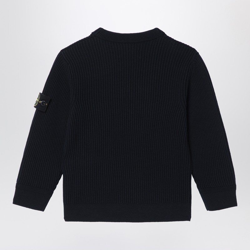 Stone Island Navy Blue Wool Jumper In Blue