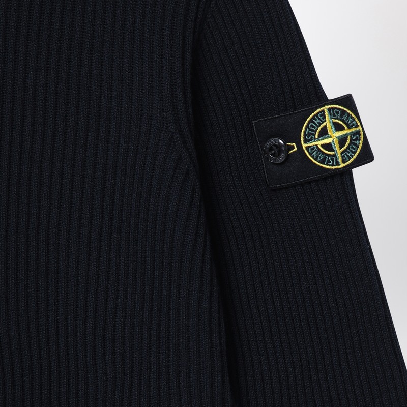 Stone Island Navy Blue Wool Jumper In Blue