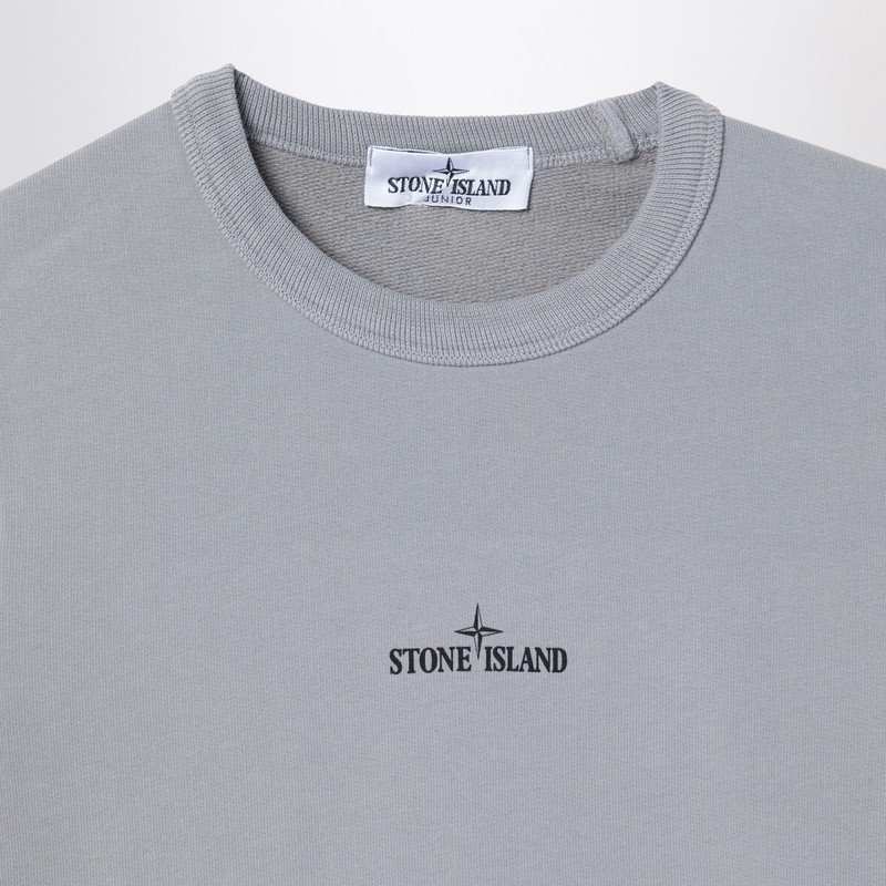 Stone Island Gray Cotton Sweatshirt With Logo In Grey