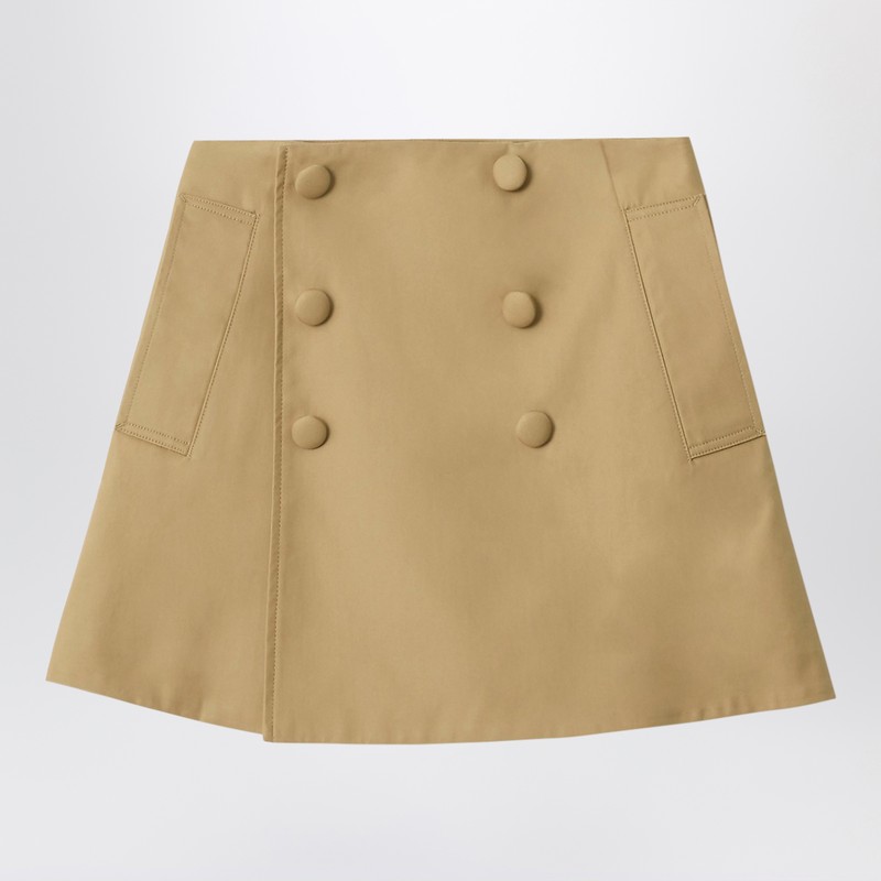 Sand-colored cotton trench skirt