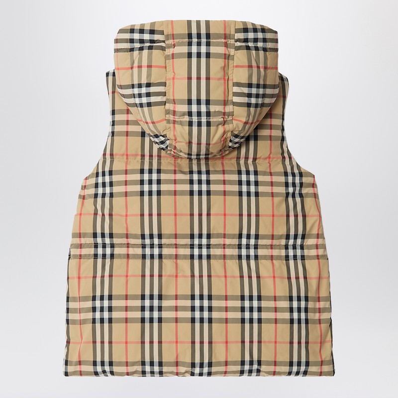 Burberry Check Nylon Puffer Gilet In Neutral