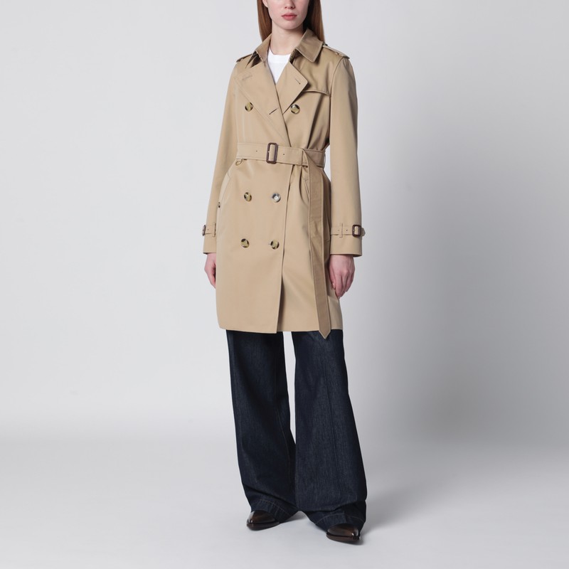Beige double-breasted Kensington cotton trench coat