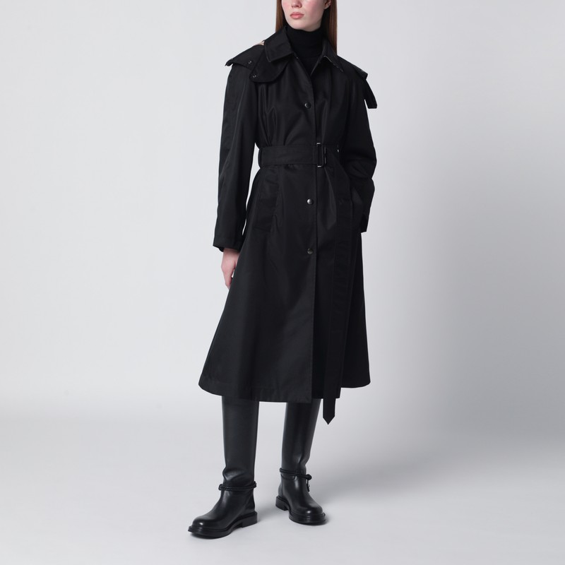Long black nylon car coat