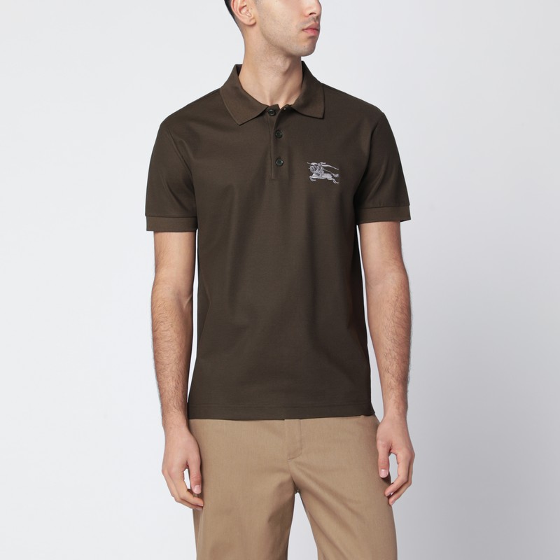 Dark green cotton polo shirt with EKD