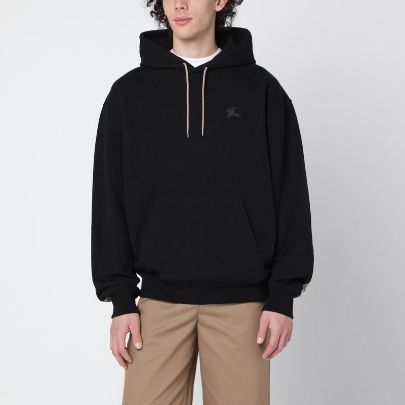 Black sweatshirt with Check-pattern inserts