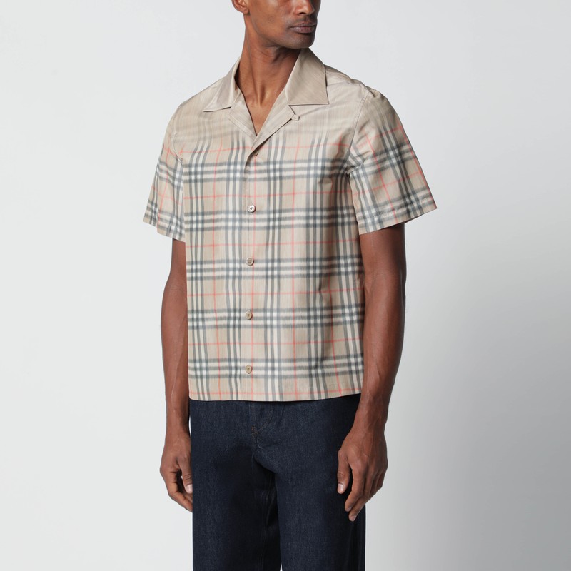 Beige shirt with shaded Check pattern