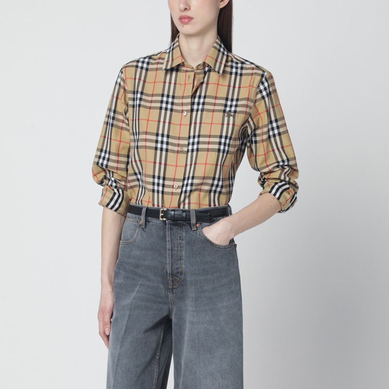 Beige shirt with Check pattern