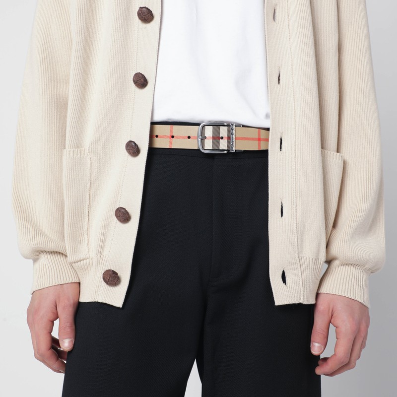 Burberry Reversible Belt With Check Buckle In Multi