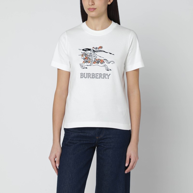 Burberry White Cotton T-shirt With Ekd Design
