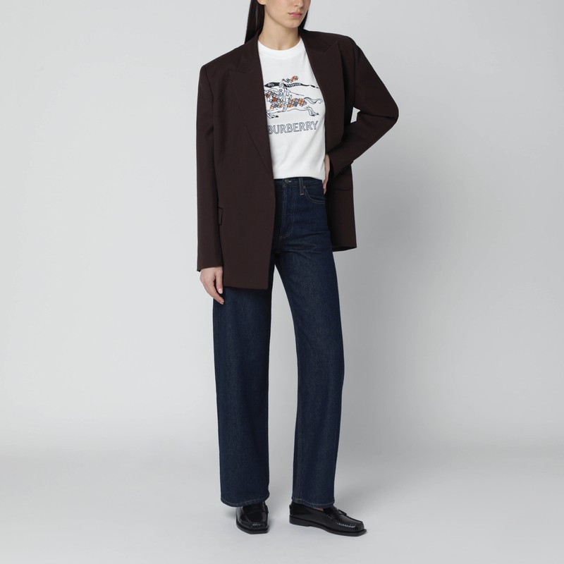 Burberry Equestrian Knight Design Cotton T-shirt In White