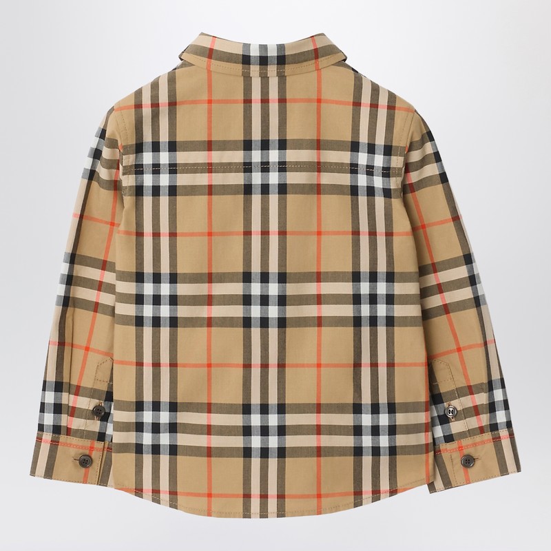 Burberry Childrens Check Cotton Shirt In Neutral
