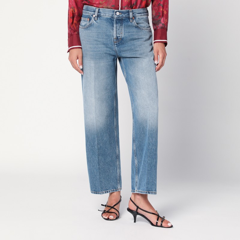 Straight light blue jeans with faded effect