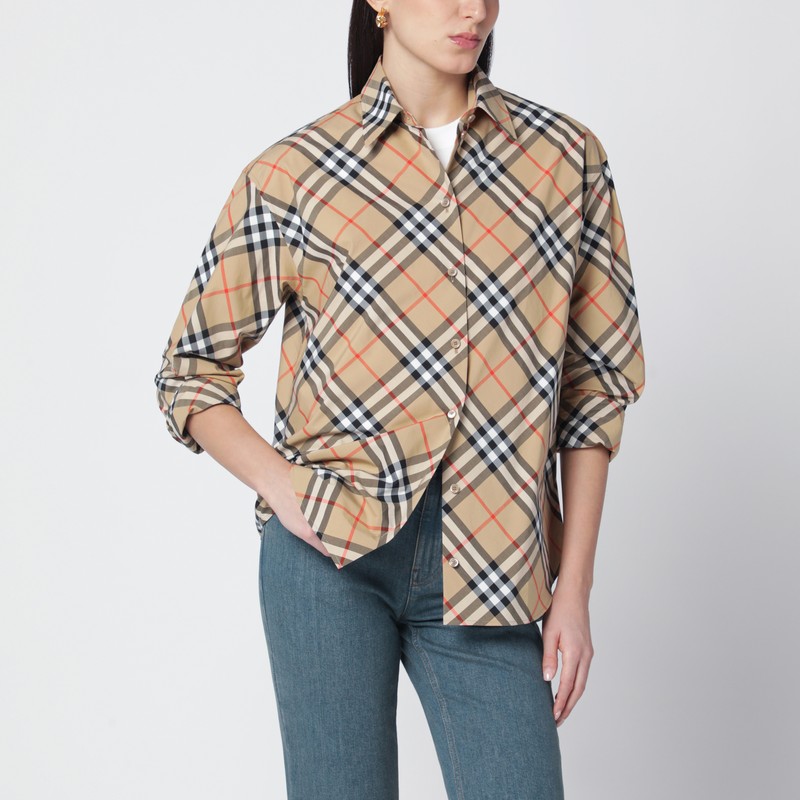 Beige shirt with Check pattern