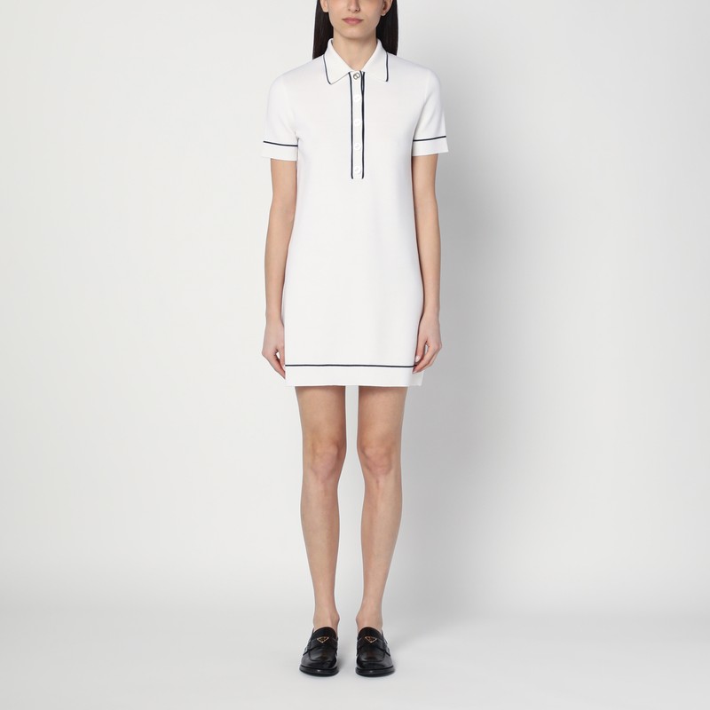 White and blue wool polo dress