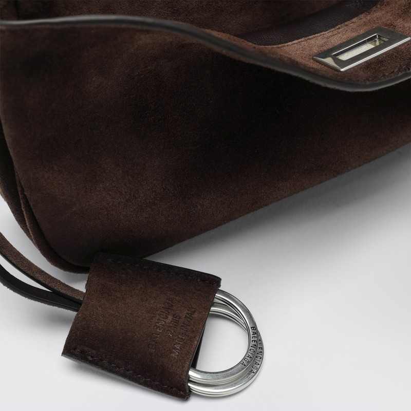 Balenciaga Brown Suede Rodeo Shoulder Clutch Bag In Brown