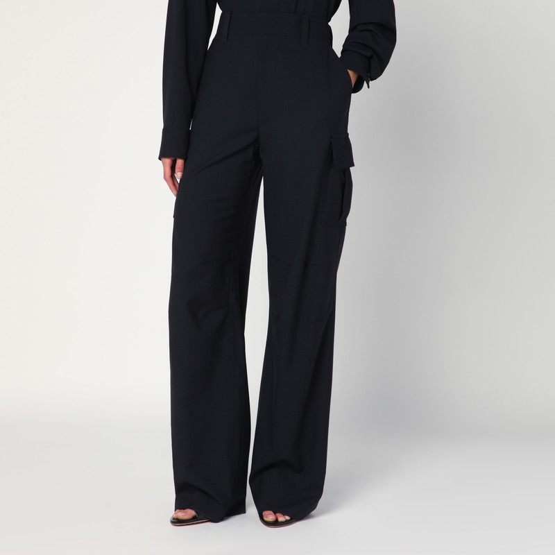 Midnight blue wool cargo trousers