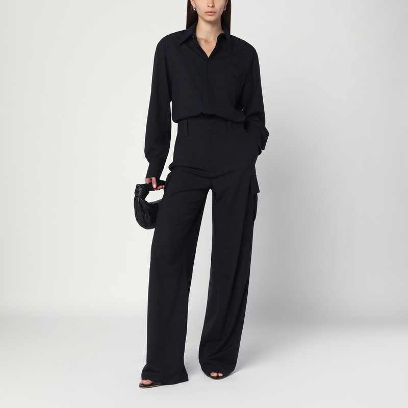 Bottega Veneta Midnight Blue Wool Cargo Trousers In Blue